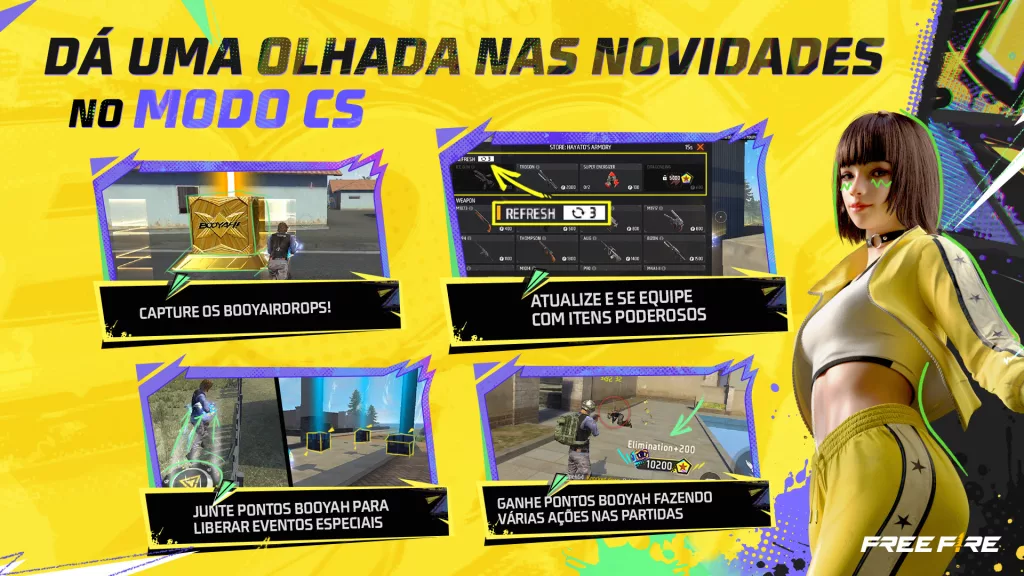 4 telas de novidades do modo cs no dia do booyah.