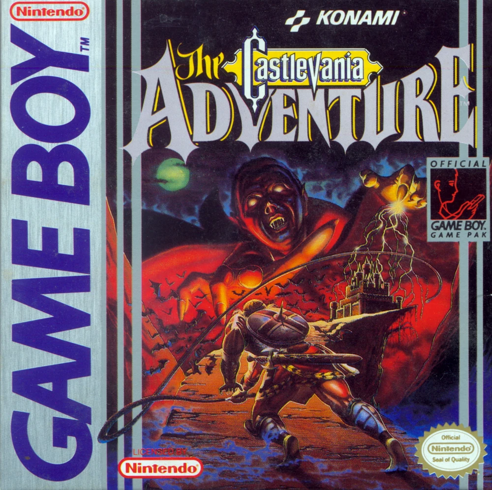 Castlevania The Adventure com Dracula e Simon novamente, agora na capa do Game Boy.