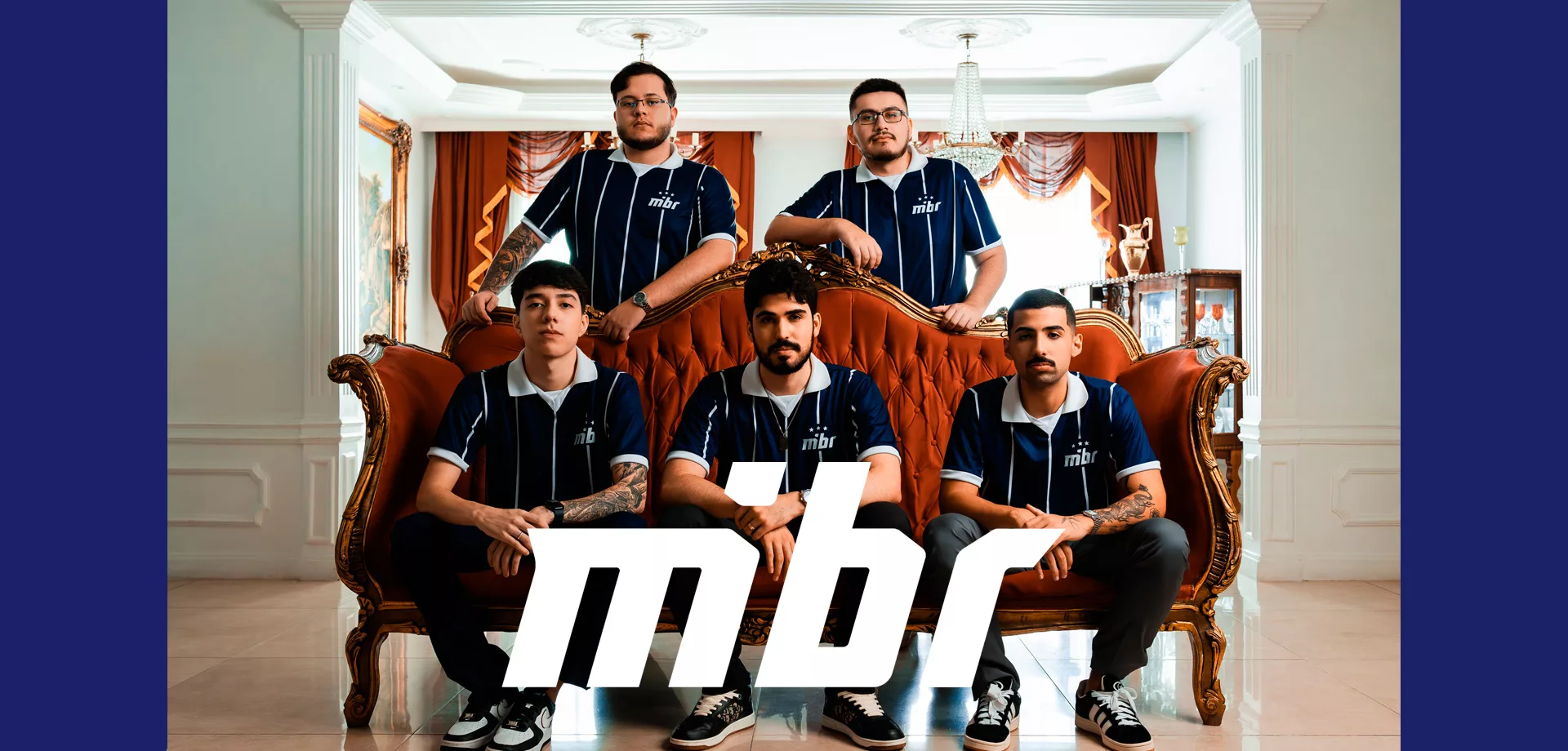 Nova line de Valorant do MIBR com novo uniforme - Da esquerda pra direita: Xenon, Artzin, Aspas, Nzr e Cortezia.