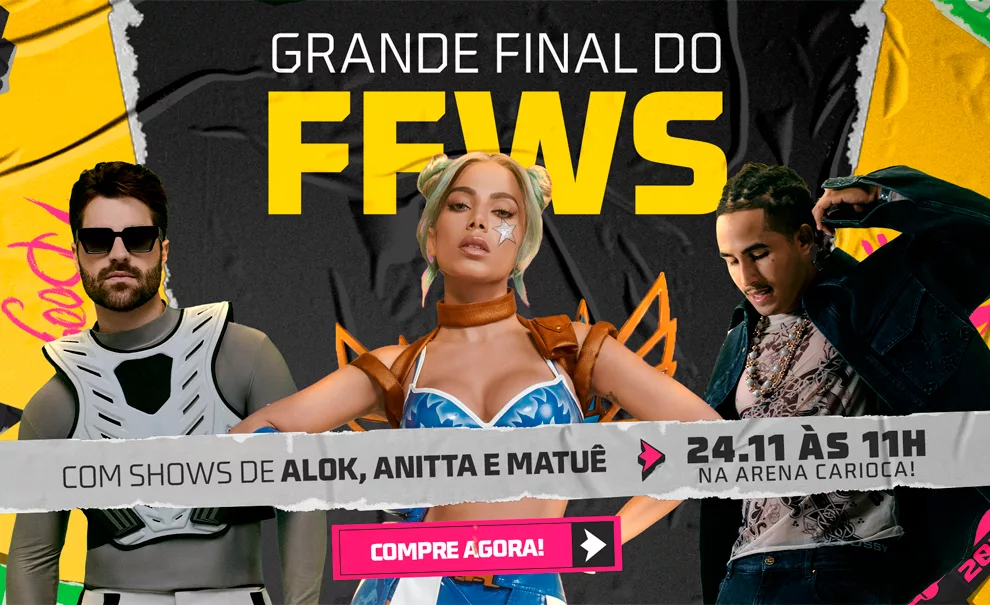 Alok, Anitta e Matuê fazem show na capa da Grande Final de Free Fire