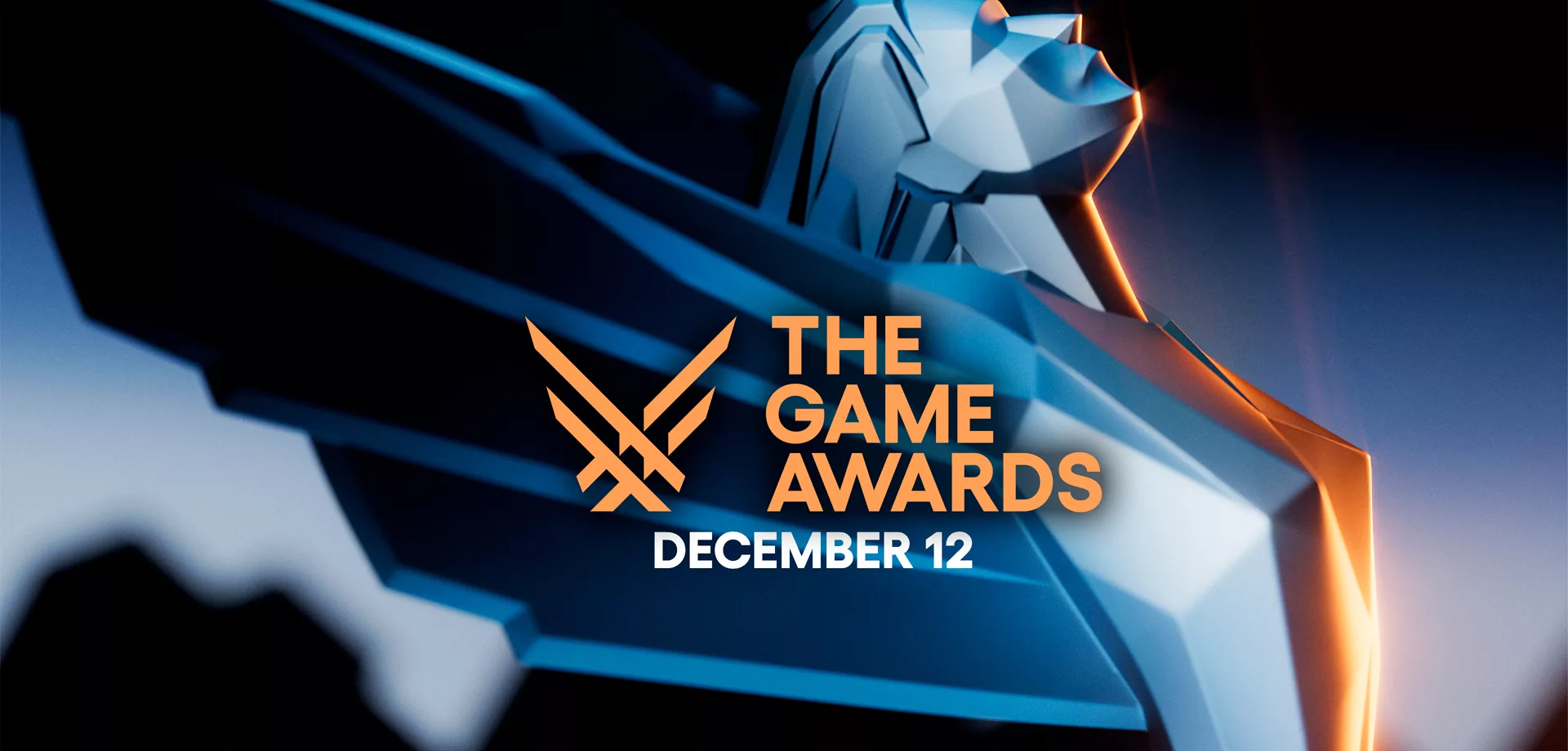 Estatueta do The Game Awards 2024 ao fundo e à frente a logo da premiação.