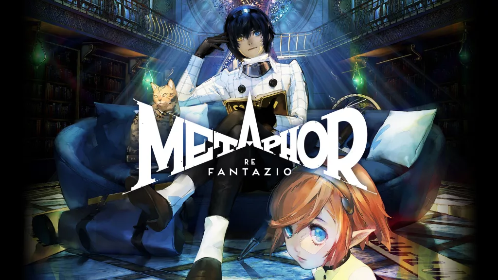 2 personagens e 1 gato em capa de Metaphor Refantazio