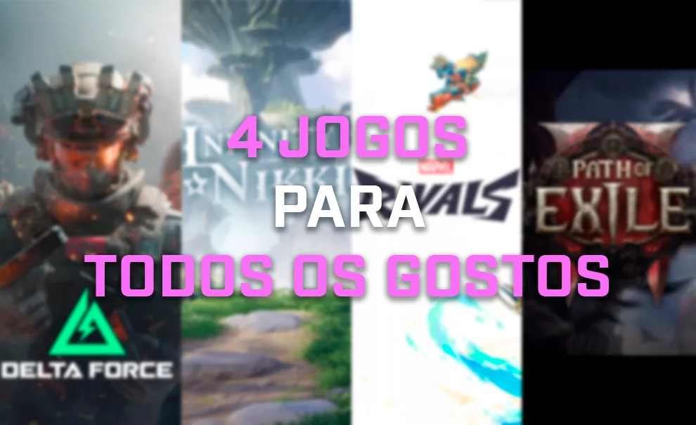 4 jogos para todos os gostos demonstrados na capa com jogos diferenciados.