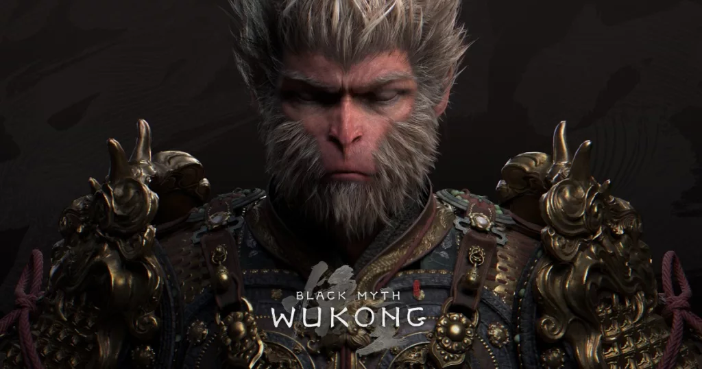 Wukong e a logo do jogo à frente.