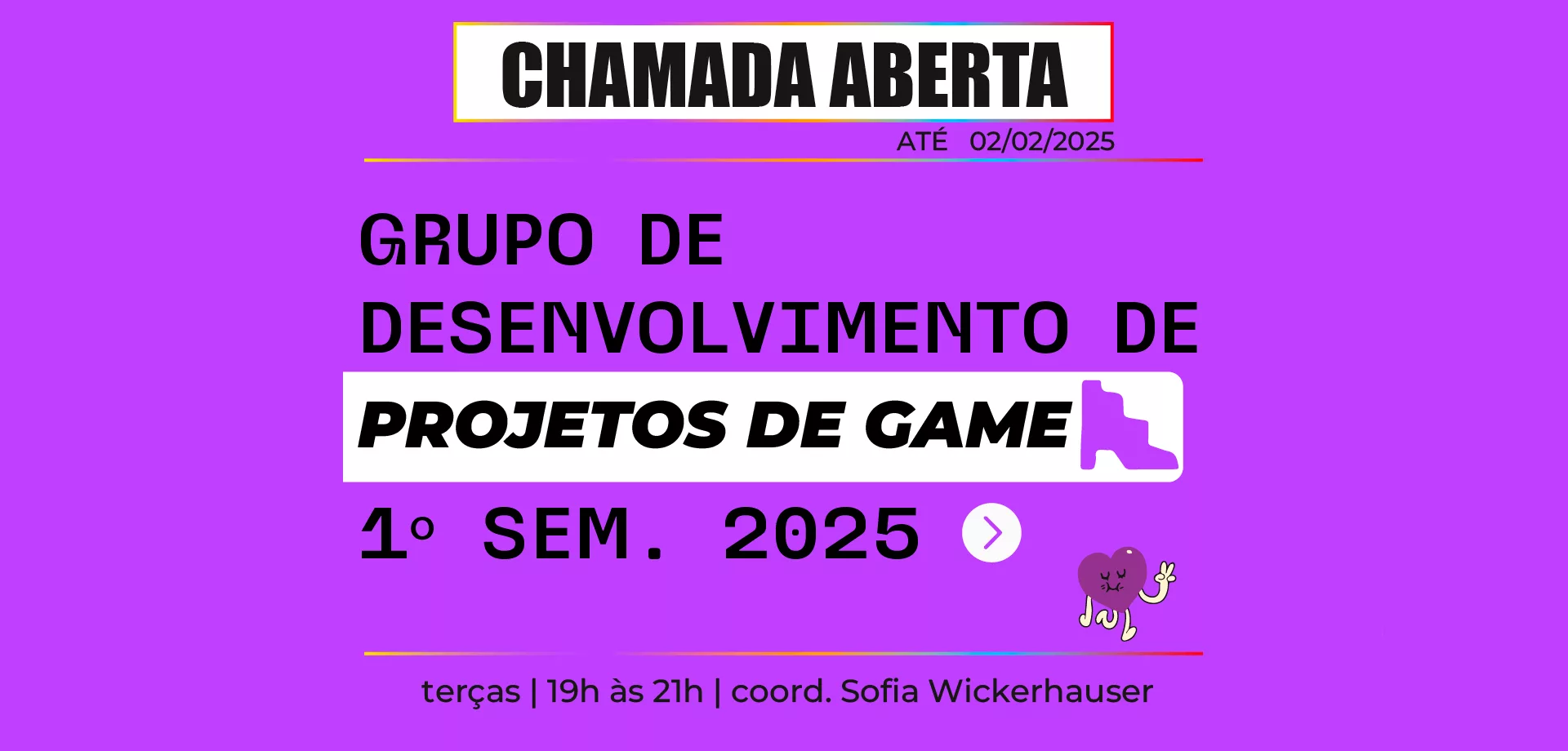 Grupo de Desenvolvimento de Projetos de Games do Projeto Marieta com chamada aberta.