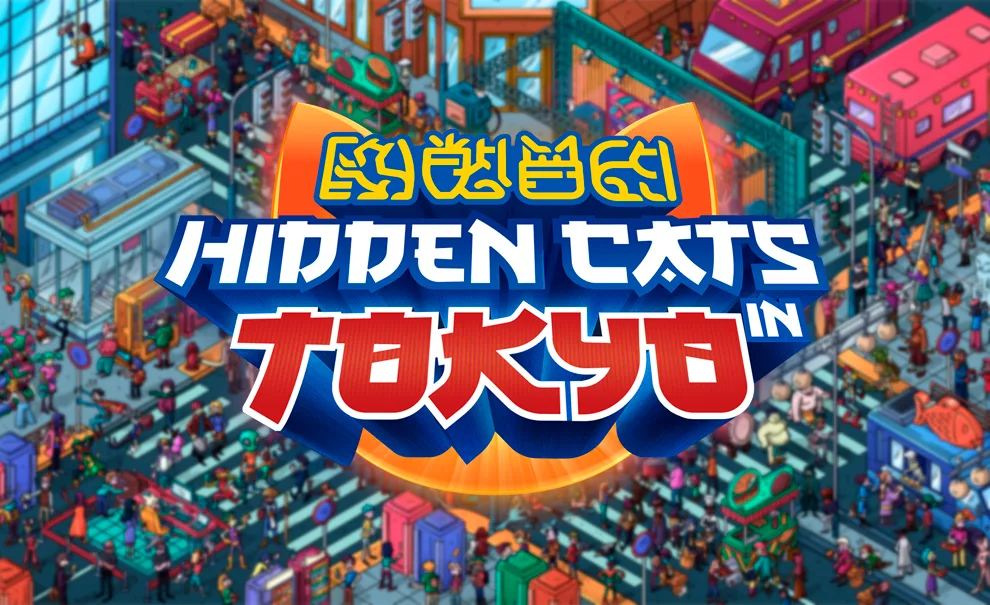 Imagem da Shibuya Crossing dentro do jogo Hidden Cats in Tokyo com a logo à frente.