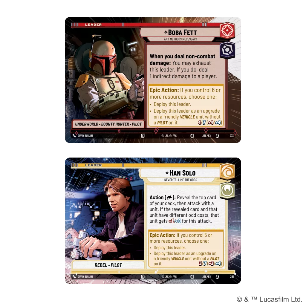 Cartas de Boba Fett e Han Solo.