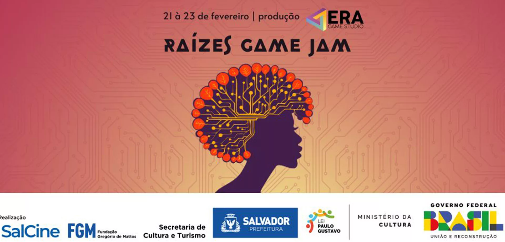 banner da Raízes Game Jam, evento da ERA Game Studio