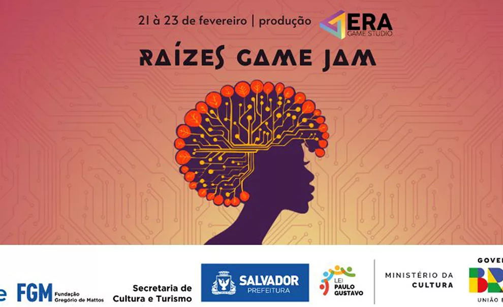 banner da Raízes Game Jam, evento da ERA Game Studio