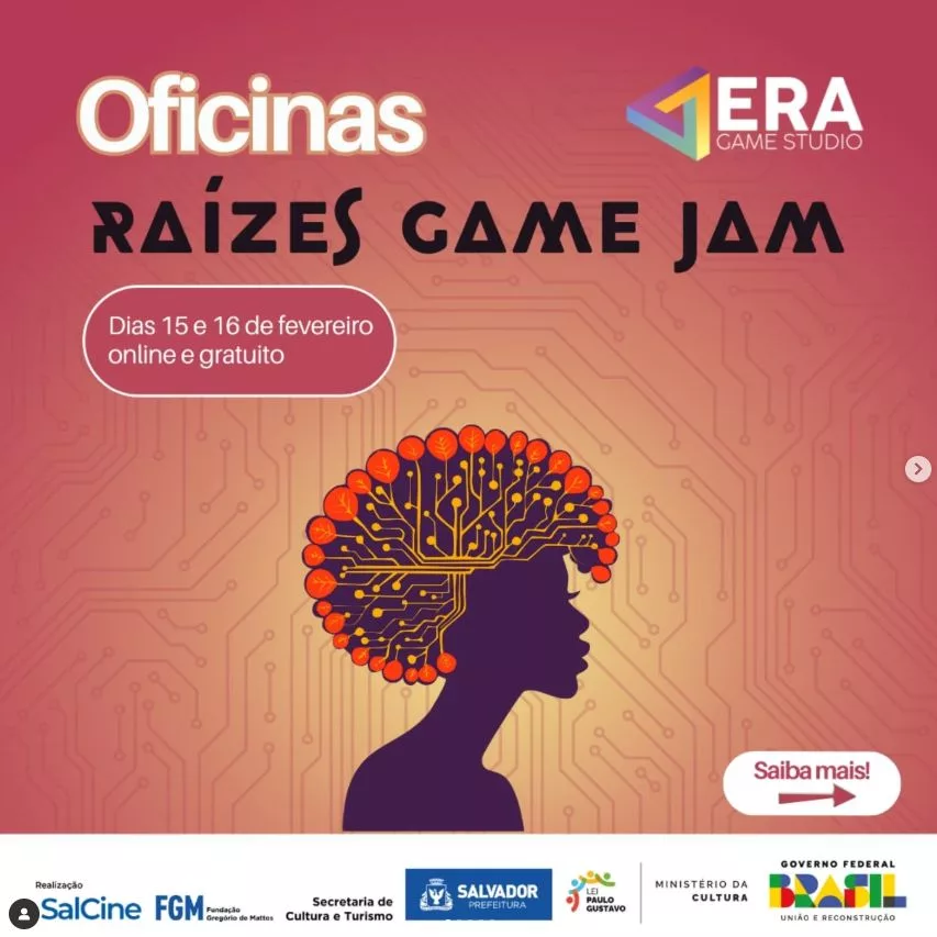 Oficina da Raízes Game Jam, organizado pela Era Game Studio