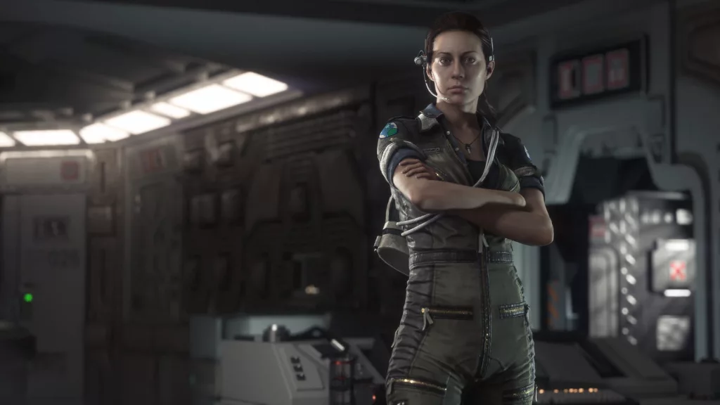 Personagem Amanda Ripley em um nave de Alien Isolation.